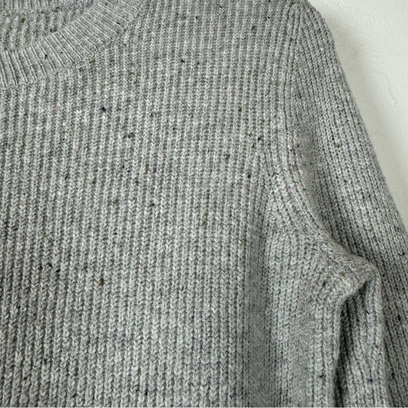 Ann Taylor Loft Dress Sweater Knit Grey Heather Marled Ribbed Crew Neck Cotton‎ - Picture 6 of 9